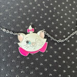 Cute Pink and Silver Cat Necklace for Kids